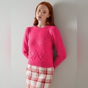 NWT L.K.Bennett Ebba Wool Mohair Jumper Sweater, Watermelon Pink L